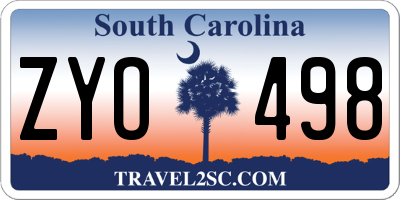 SC license plate ZYO498