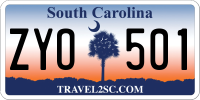 SC license plate ZYO501