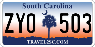 SC license plate ZYO503