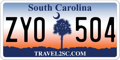 SC license plate ZYO504