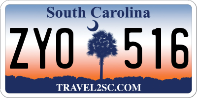 SC license plate ZYO516