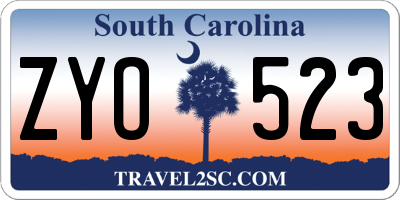 SC license plate ZYO523