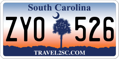 SC license plate ZYO526