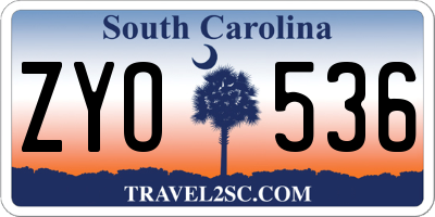 SC license plate ZYO536