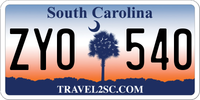 SC license plate ZYO540