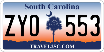 SC license plate ZYO553