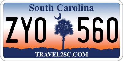 SC license plate ZYO560