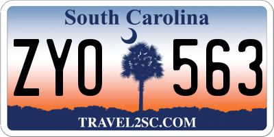 SC license plate ZYO563