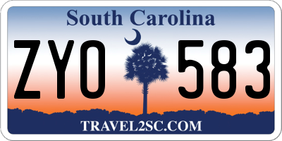 SC license plate ZYO583