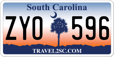 SC license plate ZYO596