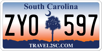 SC license plate ZYO597