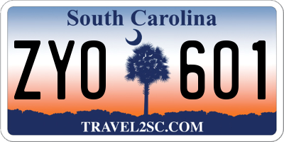 SC license plate ZYO601