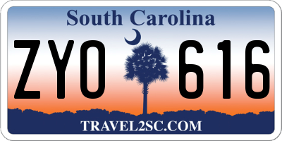 SC license plate ZYO616