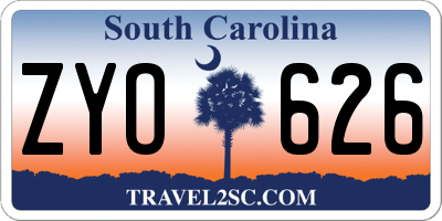 SC license plate ZYO626