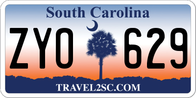 SC license plate ZYO629