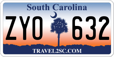 SC license plate ZYO632