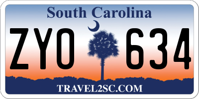 SC license plate ZYO634