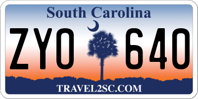 SC license plate ZYO640