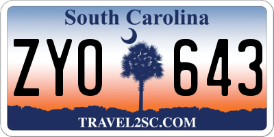 SC license plate ZYO643