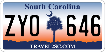 SC license plate ZYO646