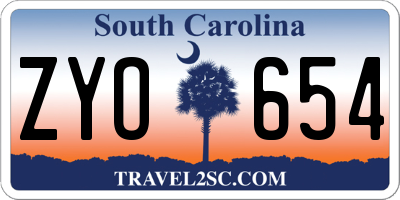 SC license plate ZYO654