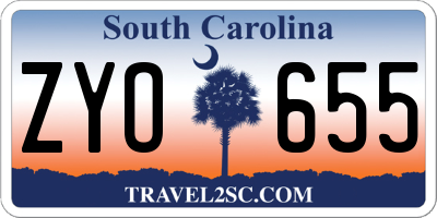 SC license plate ZYO655
