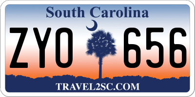 SC license plate ZYO656
