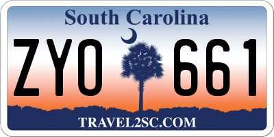 SC license plate ZYO661