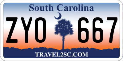 SC license plate ZYO667