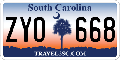 SC license plate ZYO668