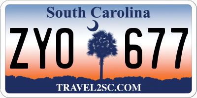 SC license plate ZYO677