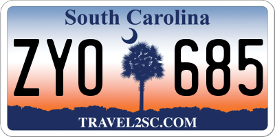 SC license plate ZYO685