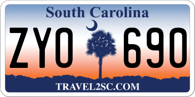SC license plate ZYO690