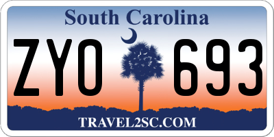 SC license plate ZYO693