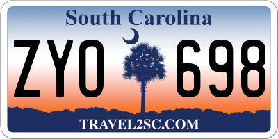 SC license plate ZYO698