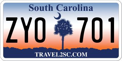 SC license plate ZYO701