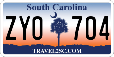 SC license plate ZYO704