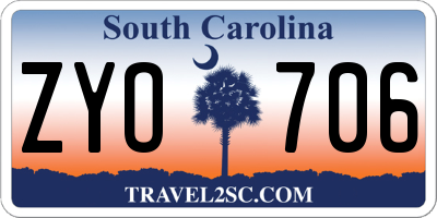 SC license plate ZYO706