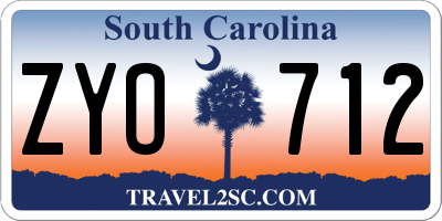 SC license plate ZYO712