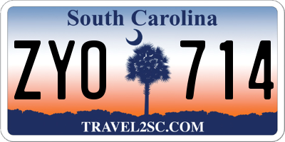 SC license plate ZYO714