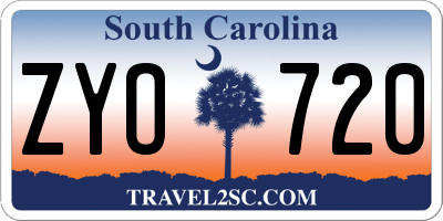 SC license plate ZYO720