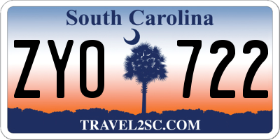 SC license plate ZYO722