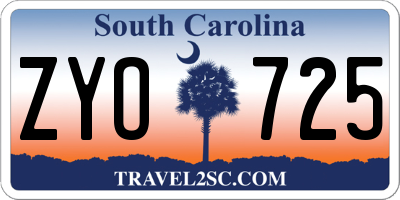 SC license plate ZYO725