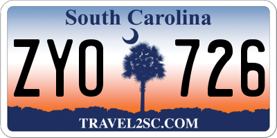 SC license plate ZYO726