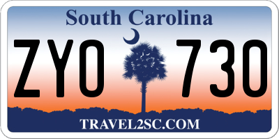 SC license plate ZYO730