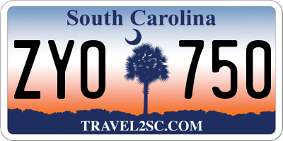 SC license plate ZYO750