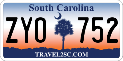 SC license plate ZYO752