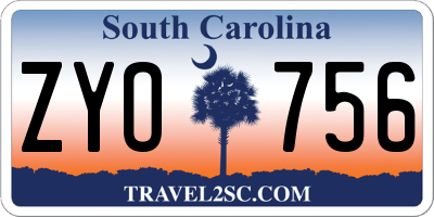 SC license plate ZYO756