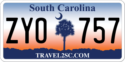 SC license plate ZYO757