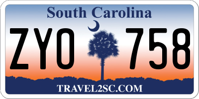 SC license plate ZYO758